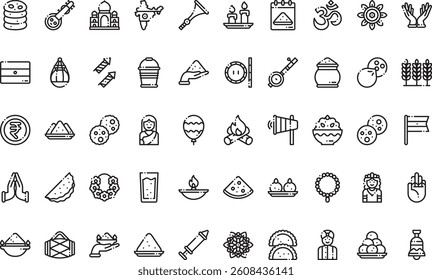 Holi icons High-Quality Vector Icons Collection with Editable Stroke. Ideal for Professional and Creative Projects