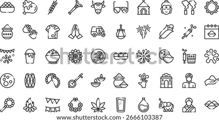 Holi icons High-Quality Vector Icons Collection with Editable Stroke. Ideal for Professional and Creative Projects