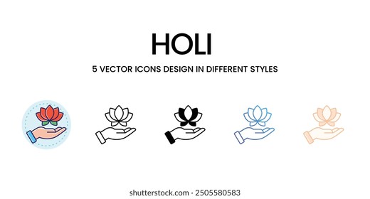 Conjunto de Vector de iconos de Holi Ilustración de stock