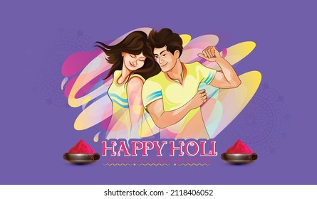 Holi Illustration Of Abstract Colorful Background, Happy Holi Color Festival Of India Celebration, Banner, Poster, Card