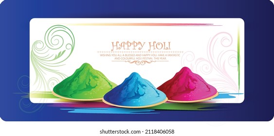 Holi-Illustration abstrakter bunter Hintergrund, Happy-Holi-Farbfestival von Indien-Feier, Banner, Poster, Karte