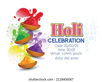 Holi Illustration Of Abstract Colorful Background, Happy Holi Color Festival Of India Celebration, Banner, Poster, Card