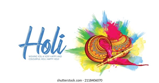 Holi Illustration Of Abstract Colorful Background, Happy Holi Color Festival Of India Celebration, Banner, Poster, Card