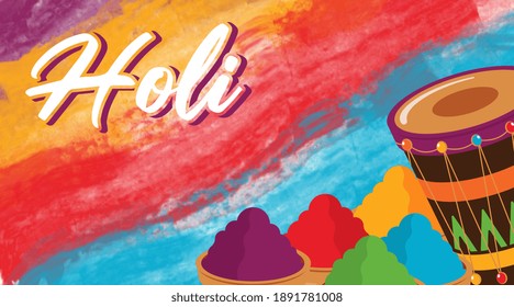 Holi India Hintergrundbild-Vektorgrafik. Festival der Farbillustration.