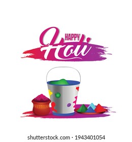 Holi indian festival background with creative elements and colorful gulal