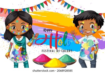 Holi Indian festival poster design illustration