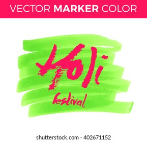 Holi lettering. Hand written Holi poster. Modern hand lettering. Holi. Vector illustration