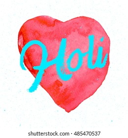 Holi lettering. Hand written Holi poster. Modern hand lettering. Holi. Vector illustration