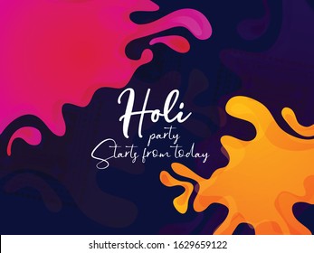 Holi party celebration invitation for Indian Festival Holi with colors. Happy Holi.