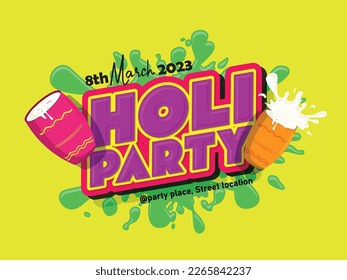 Holi Party feiern Vektorhintergrund.Indisches Festival der Farben für soziale Medien, Ad, Flyer, Poster und Banner. 