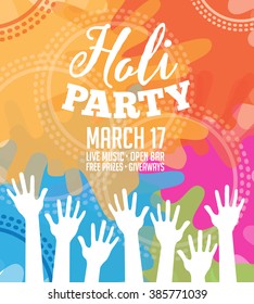 Holi Party invitation poster greeting card design. EPS 10 vector.