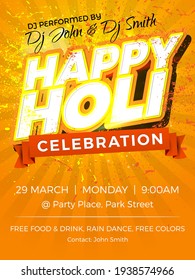 Holi Party Vector Background, Happy Holi, Indian Festival of colors for social media, Ad, Flyer, Poster, and Banner.