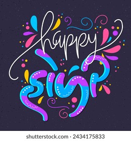 Holi Post Diseño Con Caligrafía Gujarati. eng significa Holi.