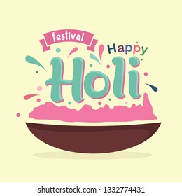 Holi poster design. It is a Hindu spring festival, originating from the Indian subcontinent, celebrated predominantly in India and also known as festival of colours.