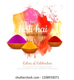 Holi poster design. It is a Hindu spring festival, originating from the Indian subcontinent, celebrated predominantly in India and also known as festival of colours.