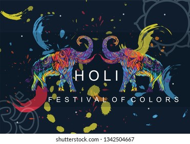 Holi poster design. It is a Hindu spring festival, originating from the Indian subcontinent, celebrated predominantly in India and also known as festival of colours.