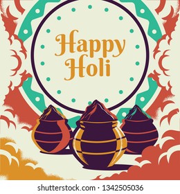 Holi poster design. It is a Hindu spring festival, originating from the Indian subcontinent, celebrated predominantly in India and also known as festival of colours.