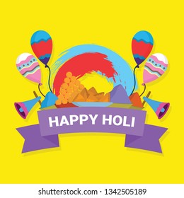 Holi poster design. It is a Hindu spring festival, originating from the Indian subcontinent, celebrated predominantly in India and also known as festival of colours.