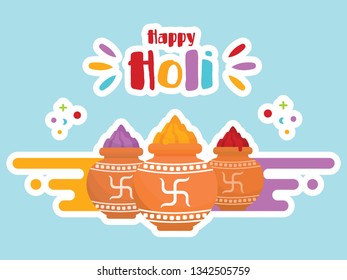 Holi poster design. It is a Hindu spring festival, originating from the Indian subcontinent, celebrated predominantly in India and also known as festival of colours.
