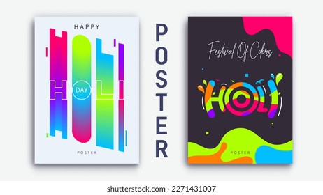 Holi-Plakatset. Feiern. Feiern der Farben Festival kulturellen Traditionen in Indien. farbiges Festival, voller Freude. Holotag