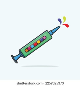Holi pump and color drop plastic handpump for holi festival in India vector design