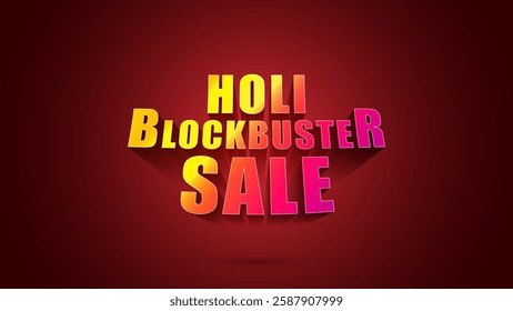 Holi sale 3d text Holi festival shopping promotional sales offer deal concept with colorful splash background. Holi festive sale background and logo. Holi sale 3d text for online and offline business.