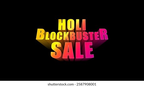 Holi sale 3d text Holi festival shopping promotional sales offer deal concept with colorful splash background. Holi festive sale background and logo. Holi sale 3d text for online and offline business.