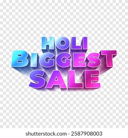 Holi sale 3d text Holi festival shopping promotional sales offer deal concept with colorful splash background. Holi festive sale background and logo. Holi sale 3d text for online and offline business.