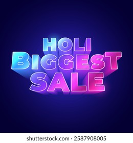 Holi sale 3d text Holi festival shopping promotional sales offer deal concept with colorful splash background. Holi festive sale background and logo. Holi sale 3d text for online and offline business.