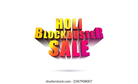 Holi sale 3d text Holi festival shopping promotional sales offer deal concept with colorful splash background. Holi festive sale background and logo. Holi sale 3d text for online and offline business.