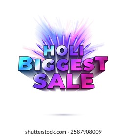 Holi sale 3d text Holi festival shopping promotional sales offer deal concept with colorful splash background. Holi festive sale background and logo. Holi sale 3d text for online and offline business.