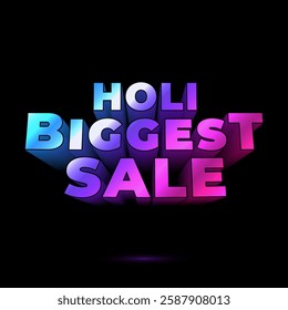 Holi sale 3d text Holi festival shopping promotional sales offer deal concept with colorful splash background. Holi festive sale background and logo. Holi sale 3d text for online and offline business.