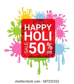 Holi sale 50 percent off for discount promotion