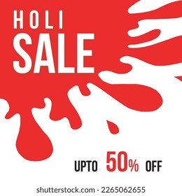 Holi Sale Illustration with red Color Splash