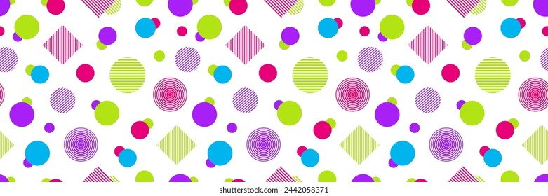 Holi seamless pattern vector illustration. Indian traditional festival holidays template background. Colorful chaotic shapes like a paint splashes. Cute backdrop with geometric random elements.