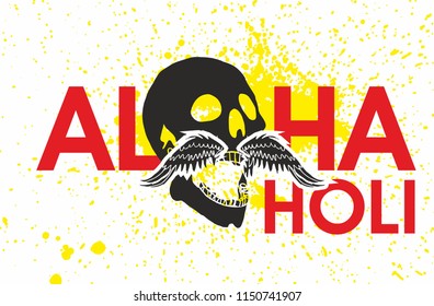 Holi skull graphic design vector art