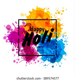 Holi spring festival of colors vector design element and sample text. Can use for banners, invitations and greeting cards