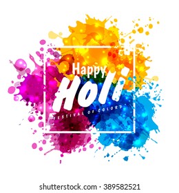 Holi spring festival of colors vector design element and sample text. Can use for banners, invitations and greeting cards