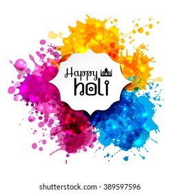 Holi spring festival of colors vector design element and sample text. Can use for banners, invitations and greeting cards