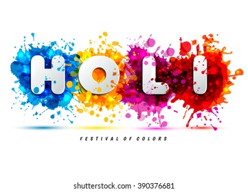 Holi spring festival of colors vector design element and sign holi. Can use for banners, invitations and greeting cards