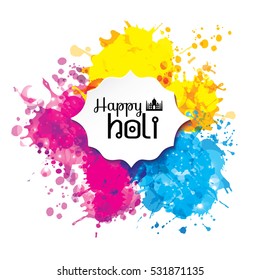 Holi spring festival of colors vector design element and sample text. Can use for banners, invitations and greeting cards.