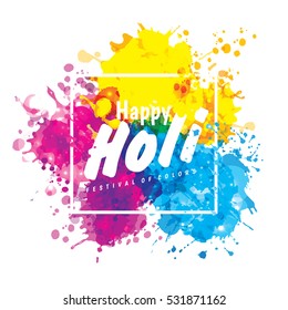 Holi spring festival of colors vector design element and sample text. Can use for banners, invitations and greeting cards