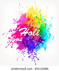 Holi spring festival . Vector background with  colorful with watercolor blots Holi