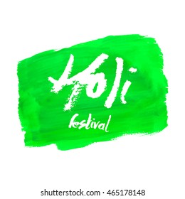 Holi turquoise lettering. Hand written Holi poster. Modern hand lettering. Holi. Vector illustration