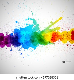 Holi vector background, abstract colorful splash paint blots. Bright spots and blobs for holiday design poster, card, banner, etc.