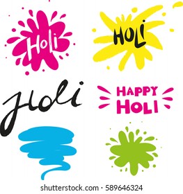 Holi vector elements and inscriptions