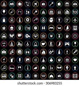holiday 100 icons universal set for web and mobile