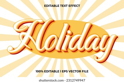 Holiday 3d text effect and editable text, template 3d style use for colorful tittle