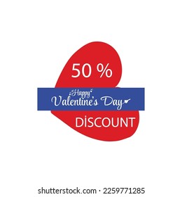 Holiday 50% discounts, February 14 Valentine's Day, vector icon