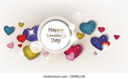 Holiday abstract background with colorful hearts